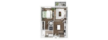 One bedroom floor plan image at The Waylon in McKinney TX