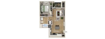 One bedroom floor plan at Olivean Apartments in Broomfield CO