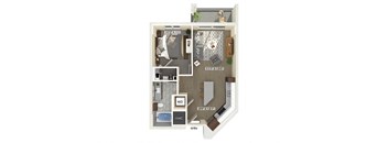 one bedroom one bathroom floor plan at coasterra apartments