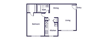 One bedroom floor plan image at Leesburg Apartments in Leesburg VA