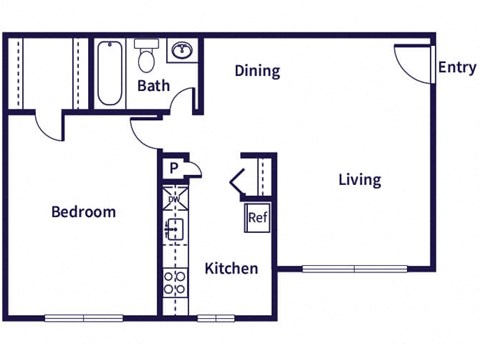 One bedroom floor plan image at Leesburg Apartments in Leesburg VA
