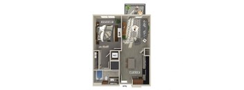 One bedroom floor plan at Luca Apartments in Austin TX