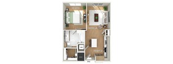 One bedroom floor plan at Heights at 1520 Apartments in Houston TX