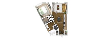 One bedroom floor plan at The Edley in Atlanta GA