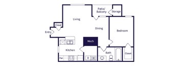 One bedroom floor plan image at Parkfield Apartment Homes in Denver CO