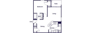 One bedroom one bathroom floor plan image at Weston Circle