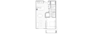 One bedroom floor plan image at Cirro King of Prussia Apartments in King of Prussia PA