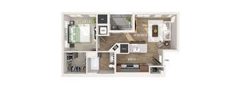 One bedroom floor plan at Rowlen Apartments in Broomfield CO