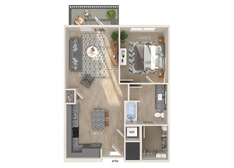 A1 One Bedroom Floorplan Image at Verge Apartments in Atlanta GA