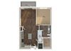 One bedroom one bathroom floor plan at The Reid Apartments in