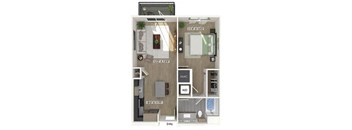 One bedroom floor plan at Station 316 in Woburn MA
