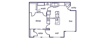 A1 Floorplan Image at Bonito Parque Apartments in San Antonio, TX