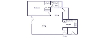 One bedroom Floorplan Image at The Pine Apartments in Lakewood CO