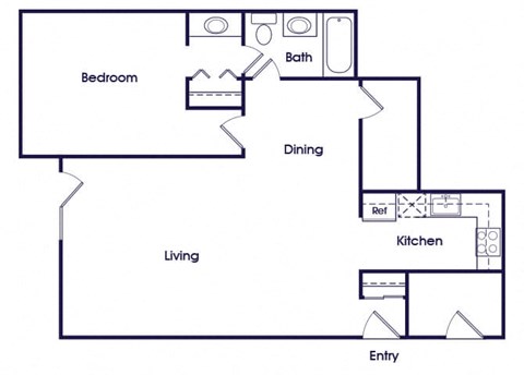 One bedroom Floorplan Image at The Pine Apartments in Lakewood CO