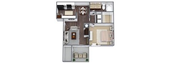 One bedroom floor plan image at Priest Lake in Nashville TN
