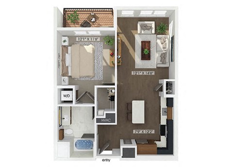 One bedroom floor plan at Jayden Apartments in Peabody MA