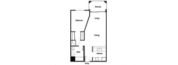 A1 One Bedroom floor plan at Harvard Yard and Glenmary in Los Angeles, CA