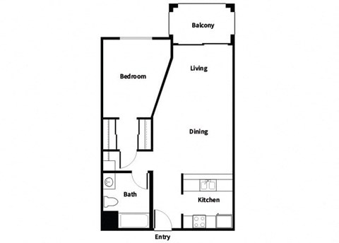 A1 One Bedroom floor plan at Harvard Yard and Glenmary in Los Angeles, CA