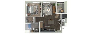 One bedroom floor plan at The Braydon Apartments in Napa CA