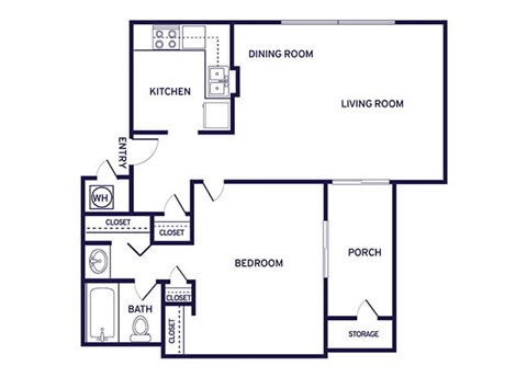 One bedroom floor plan at City Side Flats Apartments in Nashville TN