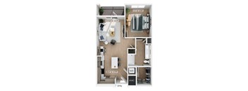 One bedroom floor plan at Hawkley Apartments in Milford MA