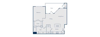 One bedroom one bathroom floorplan image at Callista Hill Country Apartments in Austin TX