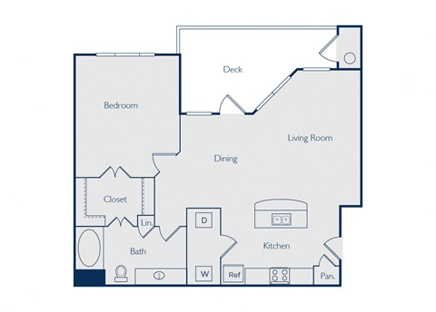 One bedroom one bathroom floorplan image at Callista Hill Country Apartments in Austin TX