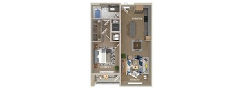 One bedroom floor plan image at 1810 Main in Houston TX