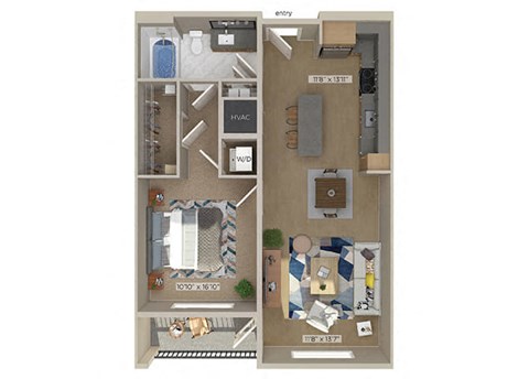 One bedroom floor plan image at 1810 Main in Houston TX