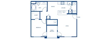 One bedroom floor plan at Vintara Apartments in Murrieta CA