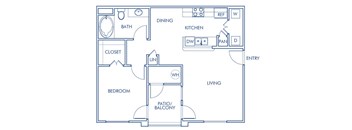 One bedroom floor plan at Sierra at Otay Ranch Apartments in Chula Vista CA