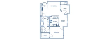 One bedroom floor plan at Cresterra Apartments in San Marcos CA