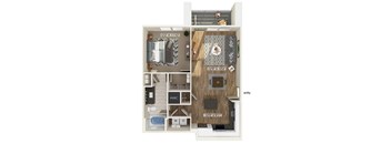 One bedroom floor plan at The Braydon Apartments in Napa CA