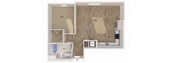 One bedroom floor plan image at Altitude Apartments
