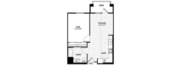 One bedroom floor plan at GEO Apartment in Fremont CA