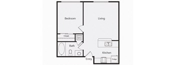 A2 One bedroom floor plan image at iL Palazzo Apartments in San Diego CA