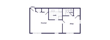 One Bedroom one bathroom floor plan at Villages at Marley Station in Glen Burnie MD