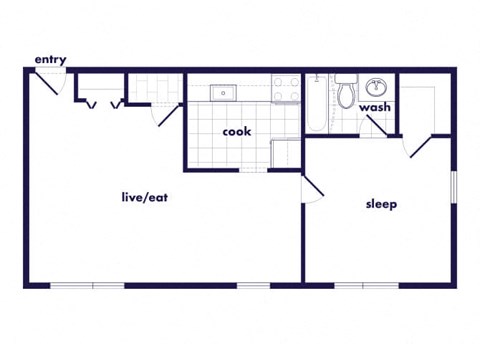 One Bedroom one bathroom floor plan at Villages at Marley Station in Glen Burnie MD