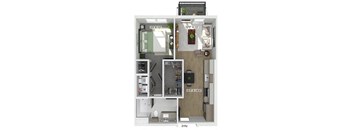 One bedroom A2 floor plan at The Brynn in Kirkland WA