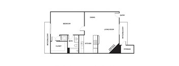 Two bedroom floor plan at Mission James Place Apartments in Austin Texas