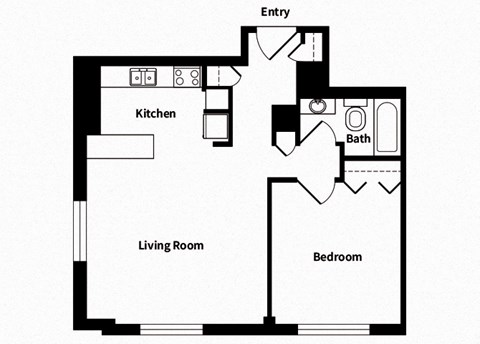 One bedroom one bathroom floor plan image at 735 St. Clair