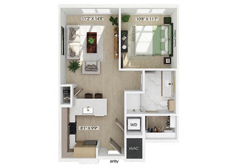 One bedroom floor plan at 333 Ellington in Gaithersburg MD