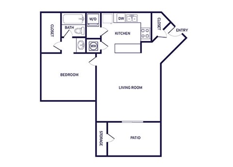 One bedroom floor plan at Landmark at Wynton Pointe Apartment Homes in Nashville TN