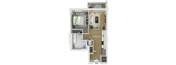 One bedroom floor plan at Treo Apartments in Fort Lauderdale FL
