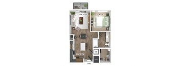 One bedroom floor plan at The Edley in Atlanta GA