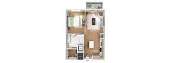 One bedroom floor plan image at The Waylon in McKinney TX