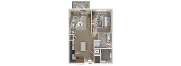 One bedroom floor plan floor plan at 1900 Parmer Apartments in Austin TX