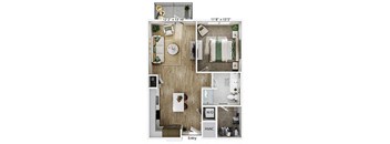 One bedroom floor plan image at Cala Apartments in Austin TX