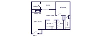 One bedroom floor plan at Newport Apartment Homes in Nashville TN