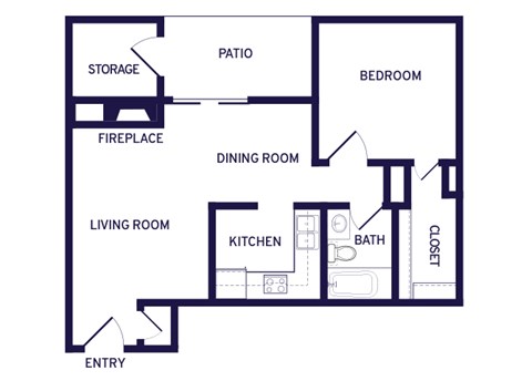 One bedroom floor plan at Newport Apartment Homes in Nashville TN